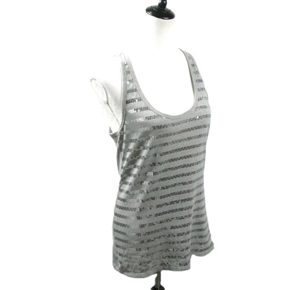 Rue 21 Gray/Silver Sequin Racerback Knit Tank Top Size XL - Picture 5 of 6
